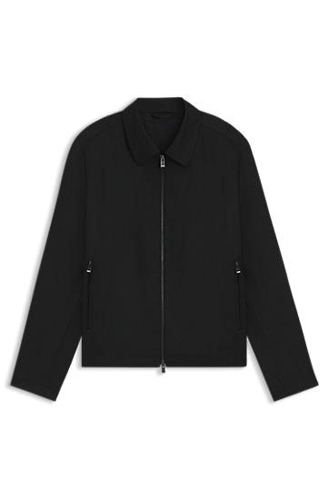 Jakna BOSS Slim-Fit Virgin-Wool Serge Jacket Črna | 50545898