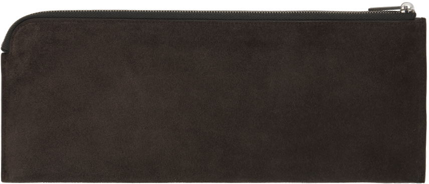 Denarnica Rick Owens Suede Zip Pouch Rjava | RA01D0415 LCS, 1
