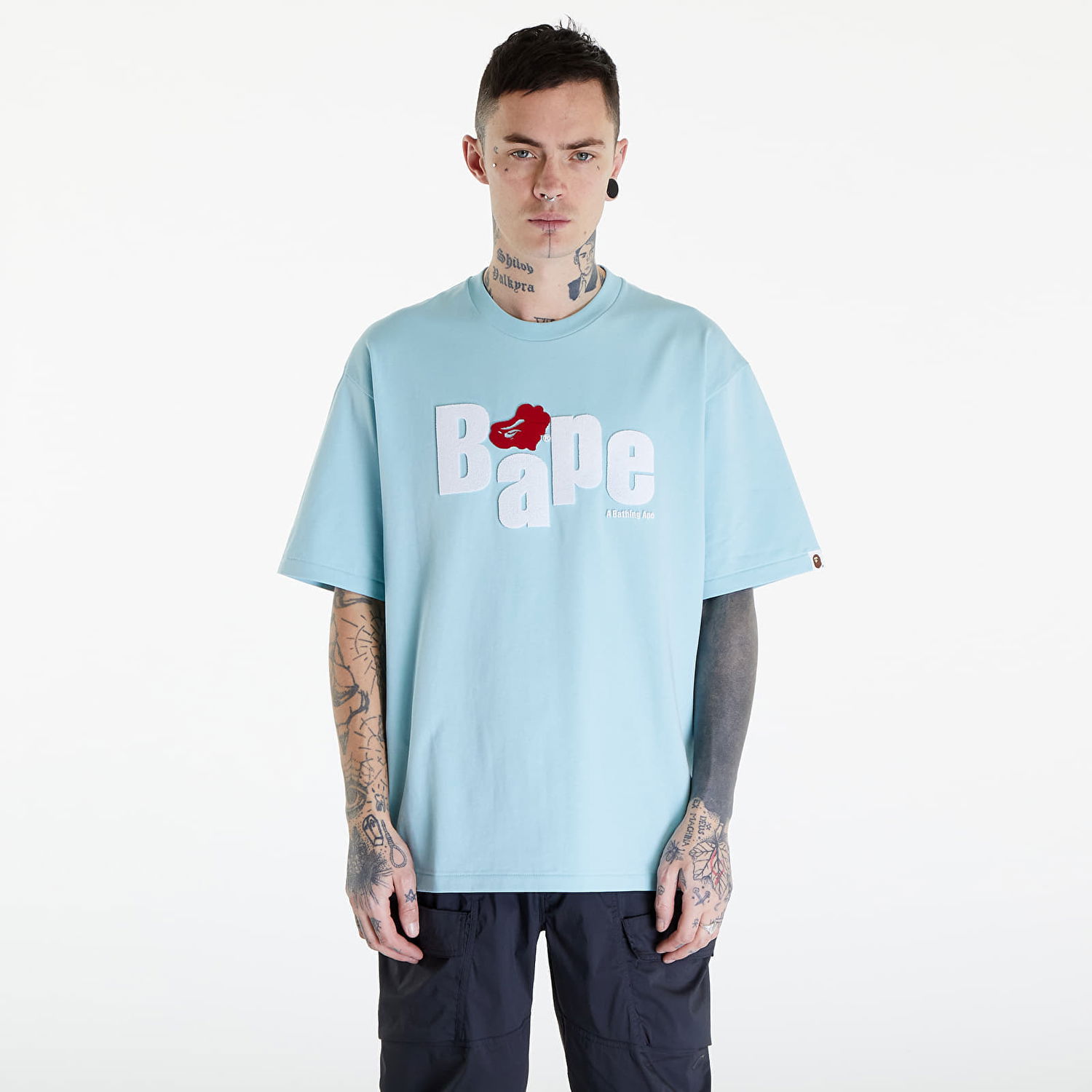 Majica BAPE A BATHING APE Heart Ape Head Relaxed Fit Tee Sax Modra | 001TEK301343M SAX, 0