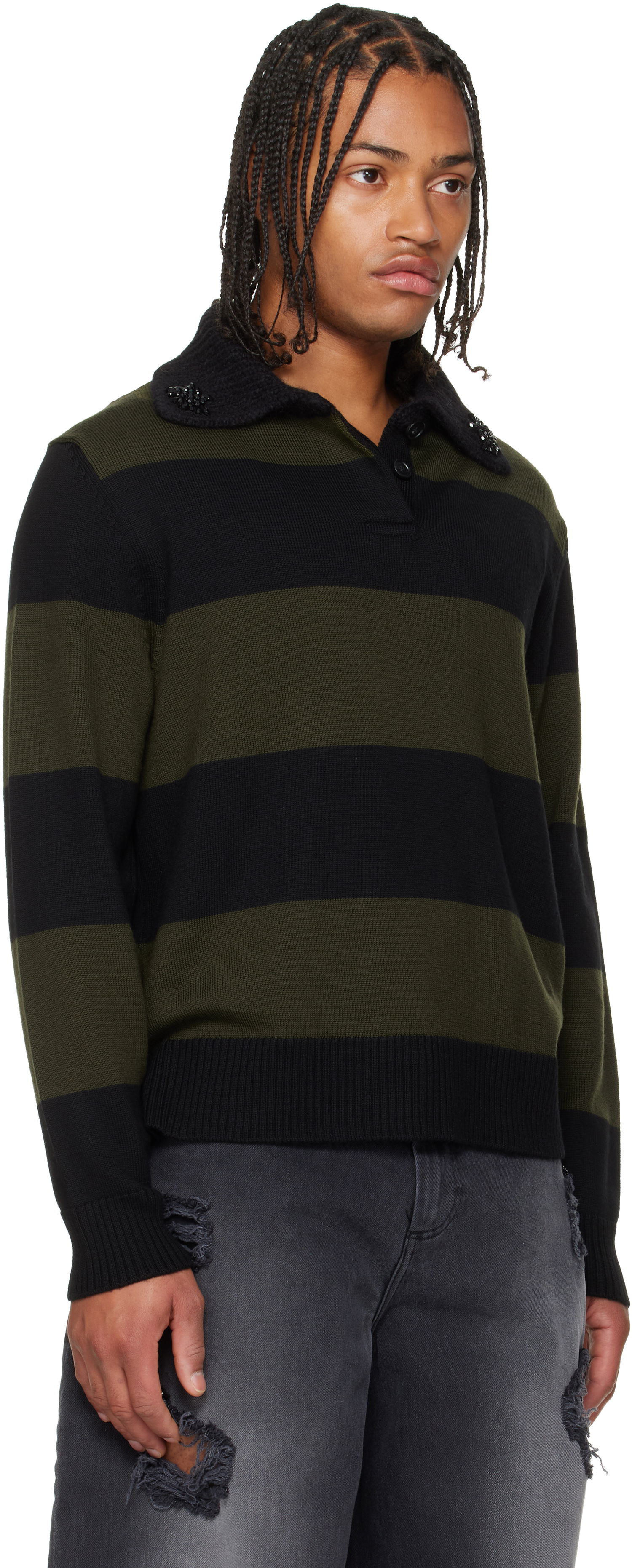 Polo majica Simone Rocha Simone Rocha Embellished Fuzzy Collar Rugby Polo Večbarvna | VMK13SB 0646, 1