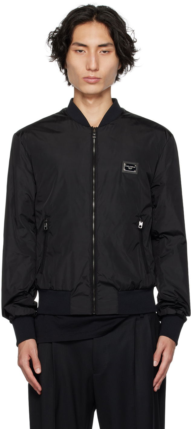 Bomber jakna Dolce & Gabbana Black Plaque Bomber Jacket Črna | G9ABPTG7F2J