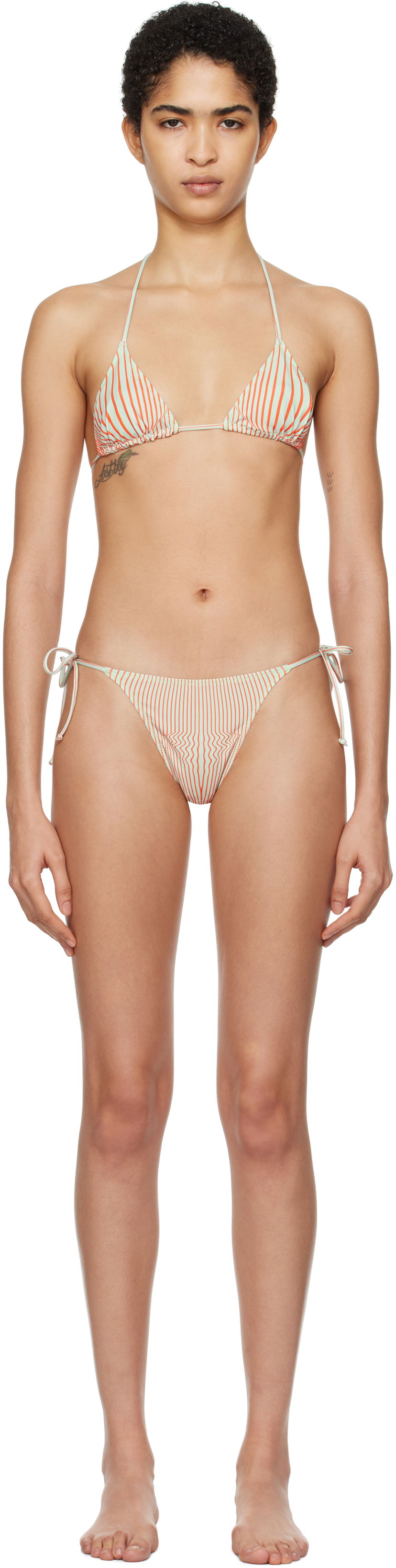 Kopalke Jean Paul Gaultier Gaultier 'The Pinstripe Body Morphing' Bikini Set Zelena | 25/33-F-BS021-J571-4216