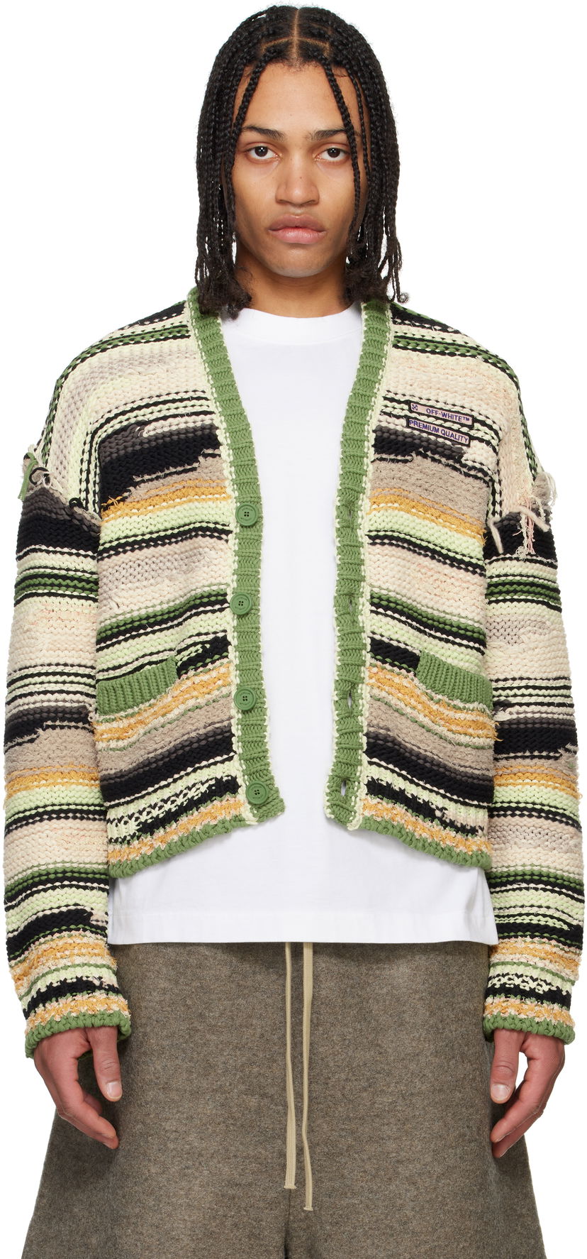 Pleteni pulover Off-White Off-White Premium Quality Striped Knit Cardigan Večbarvna | OMHB02FS25KNI0015000
