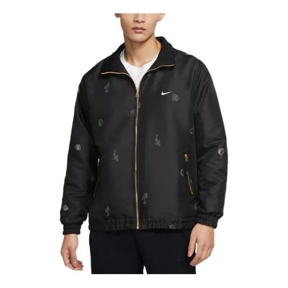 Vetrovka Nike Premium Pattern Printing Lapel Long Sleeves Jacket Črna | DH7439-010