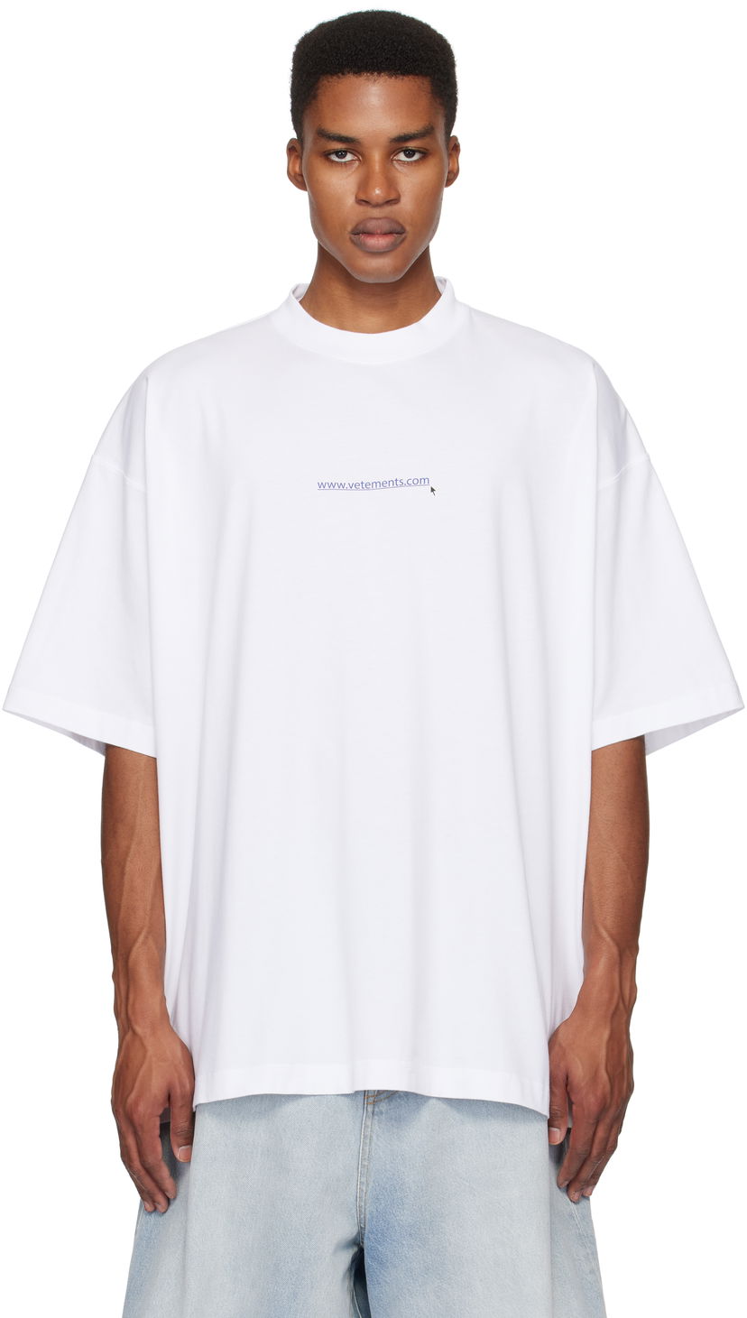 Majica VETEMENTS Oversized T-Shirt Website Print Bela | UA66TR735W