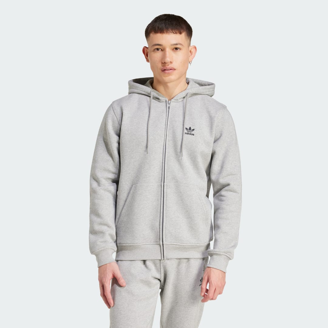 Pulover adidas Performance Trefoil Essentials Full-Zip Siva | IY7354, 1