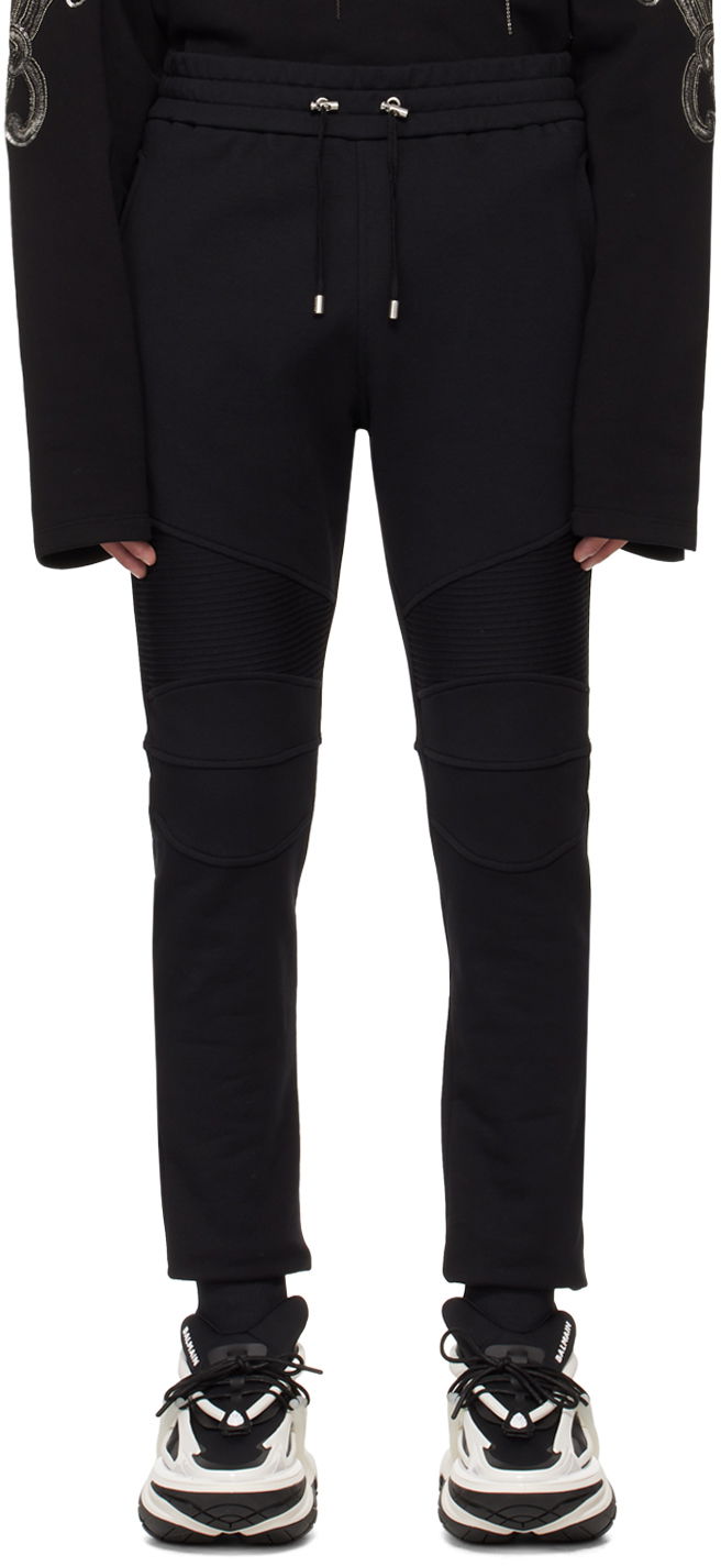 Trenirka Balmain Flocked Sweatpants Črna | CH1OB000BB04