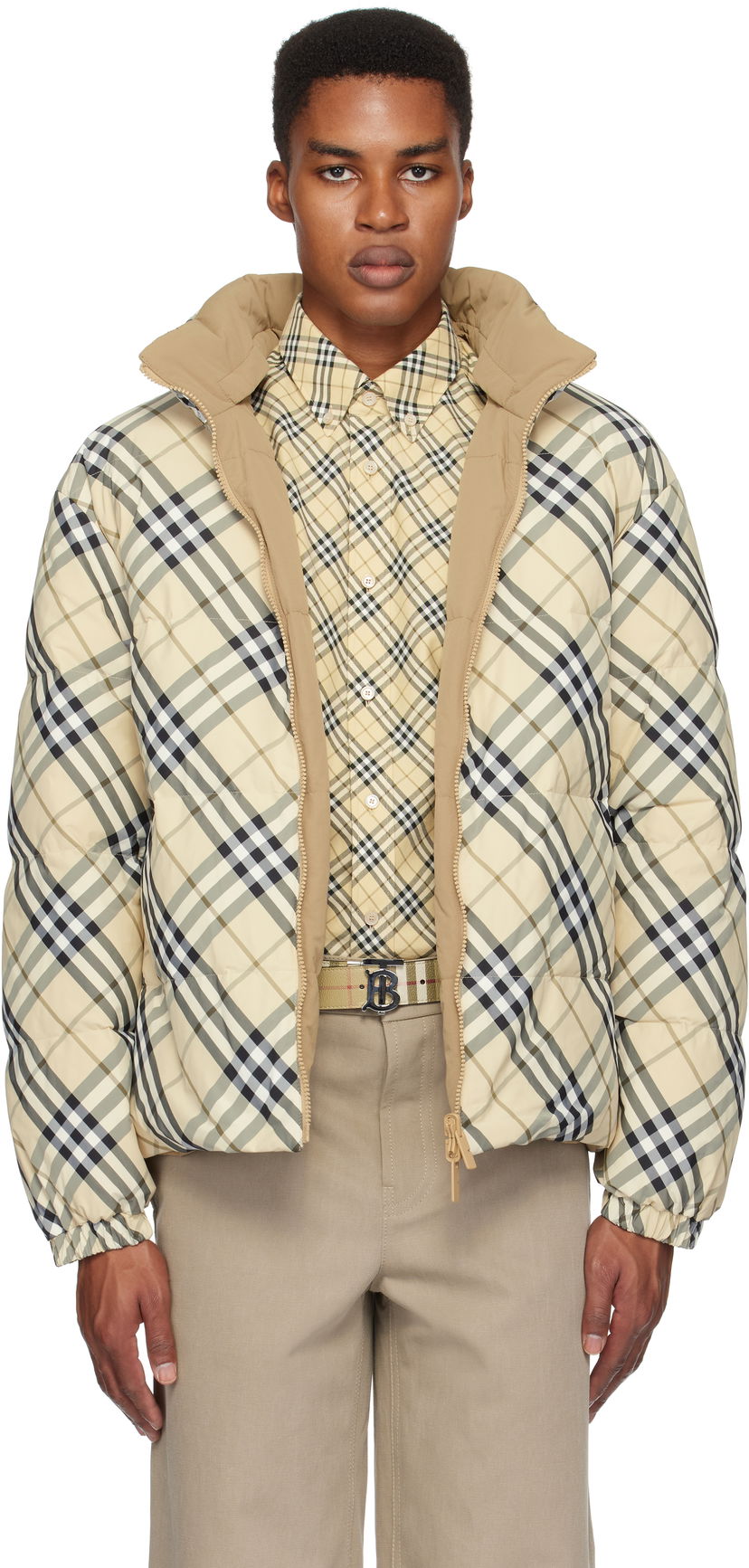Puhovka Burberry Check Puffer Reversible Down Jacket Bež | 8098487