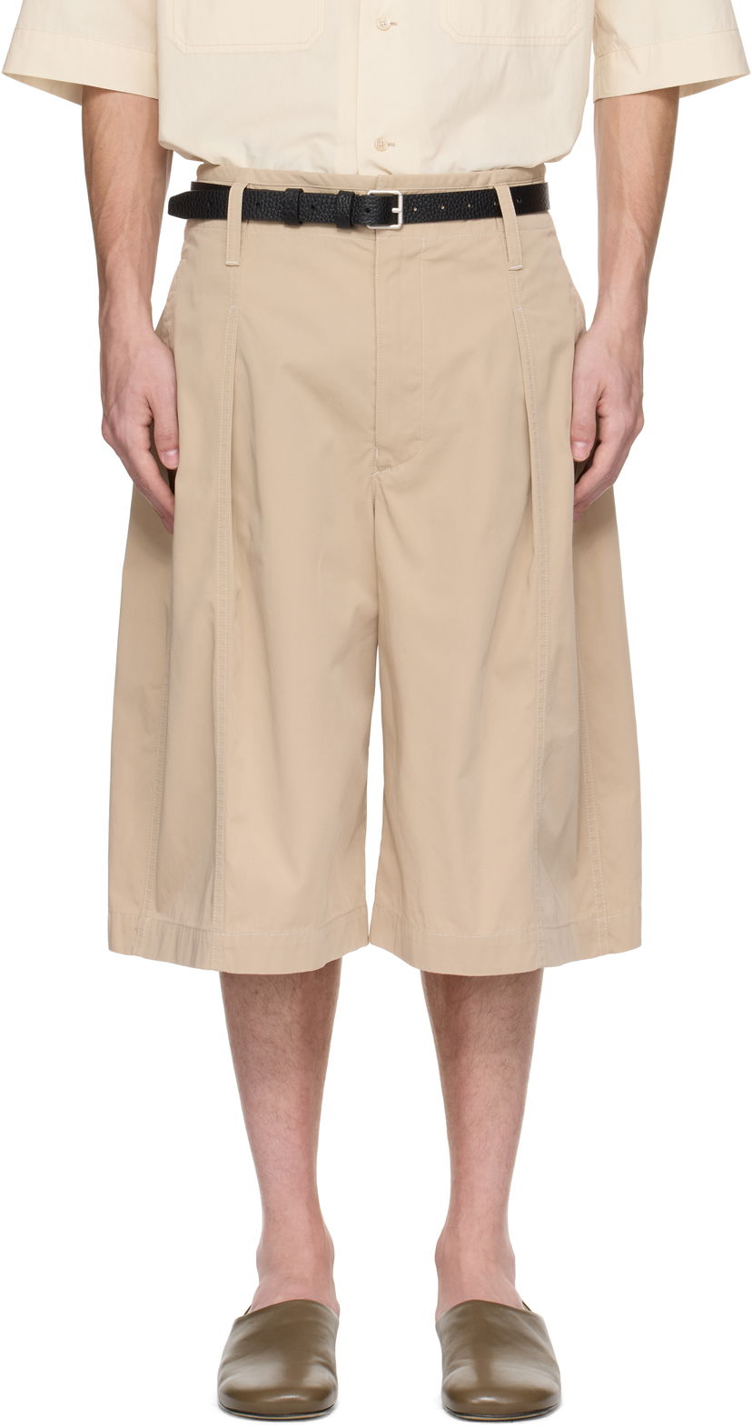 Kratke hlače LEMAIRE Lemaire Maxi Pleated Bermuda Shorts Bež | PA1212 LF1352