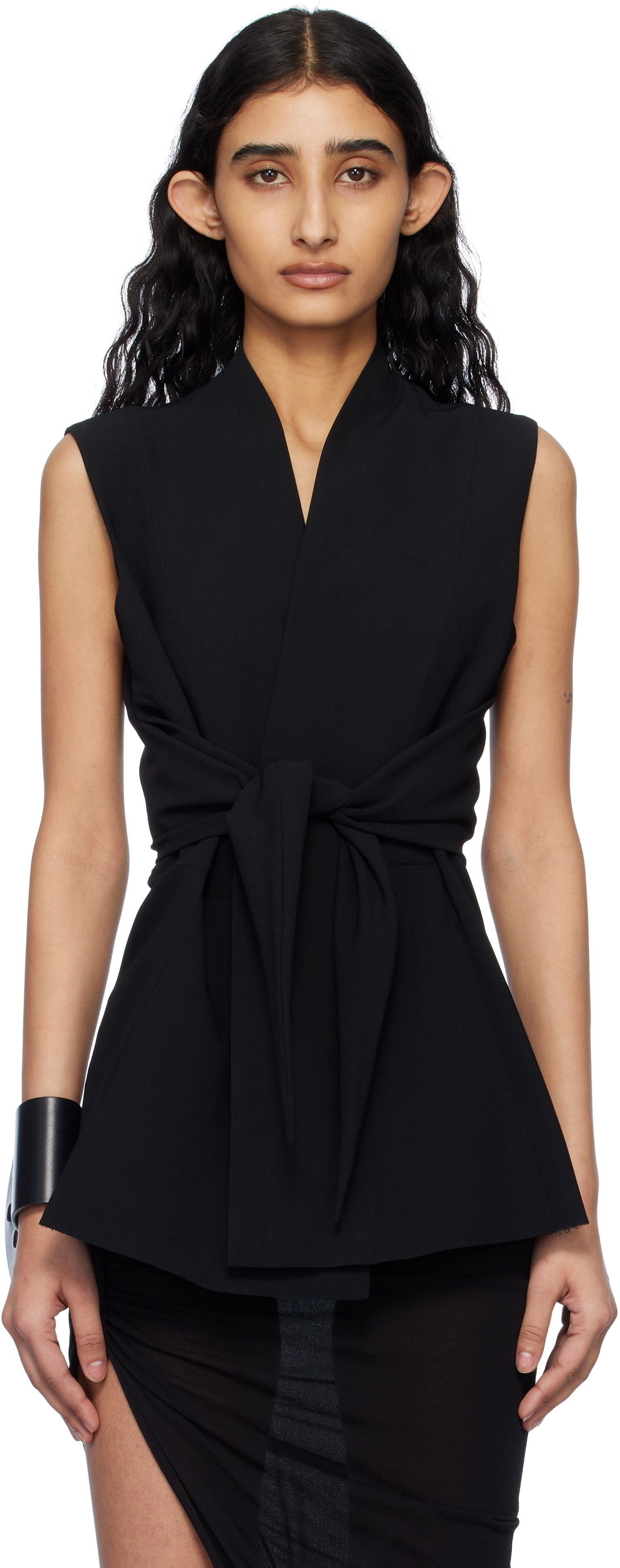 Telovnik Rick Owens Rick Owens Hollywood SL Strutter Sleeveless Wrap Blouse Črna | RP01E7709 WLP, 0