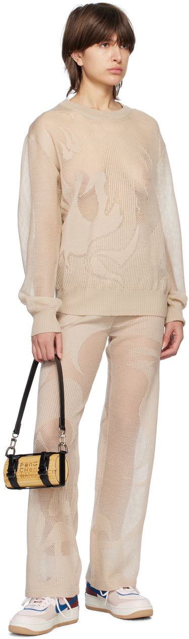 Hlače Feng Chen Wang Feng Chen Wang Phoenix Knitted Trousers Bež | FUS15KT04, 3