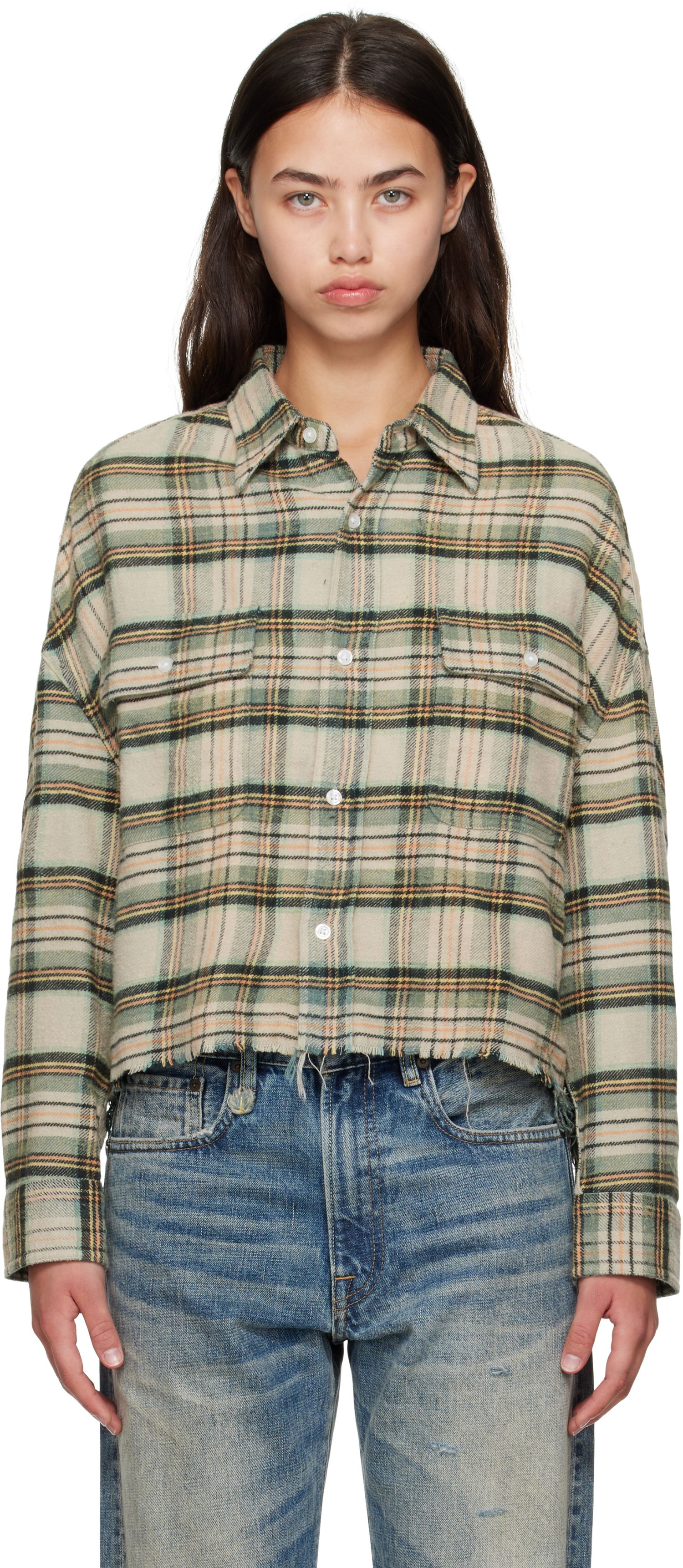 Srajce R13 R13 Cropped Plaid Shirt Zelena | R13W7298-R558B, 0