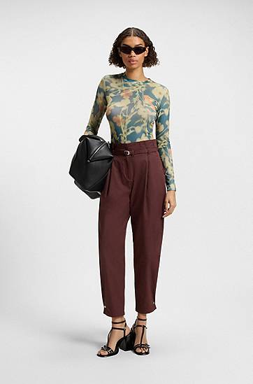 Majica BOSS Floral Print Stretch-Mesh Top Večbarvna | 50542422, 1