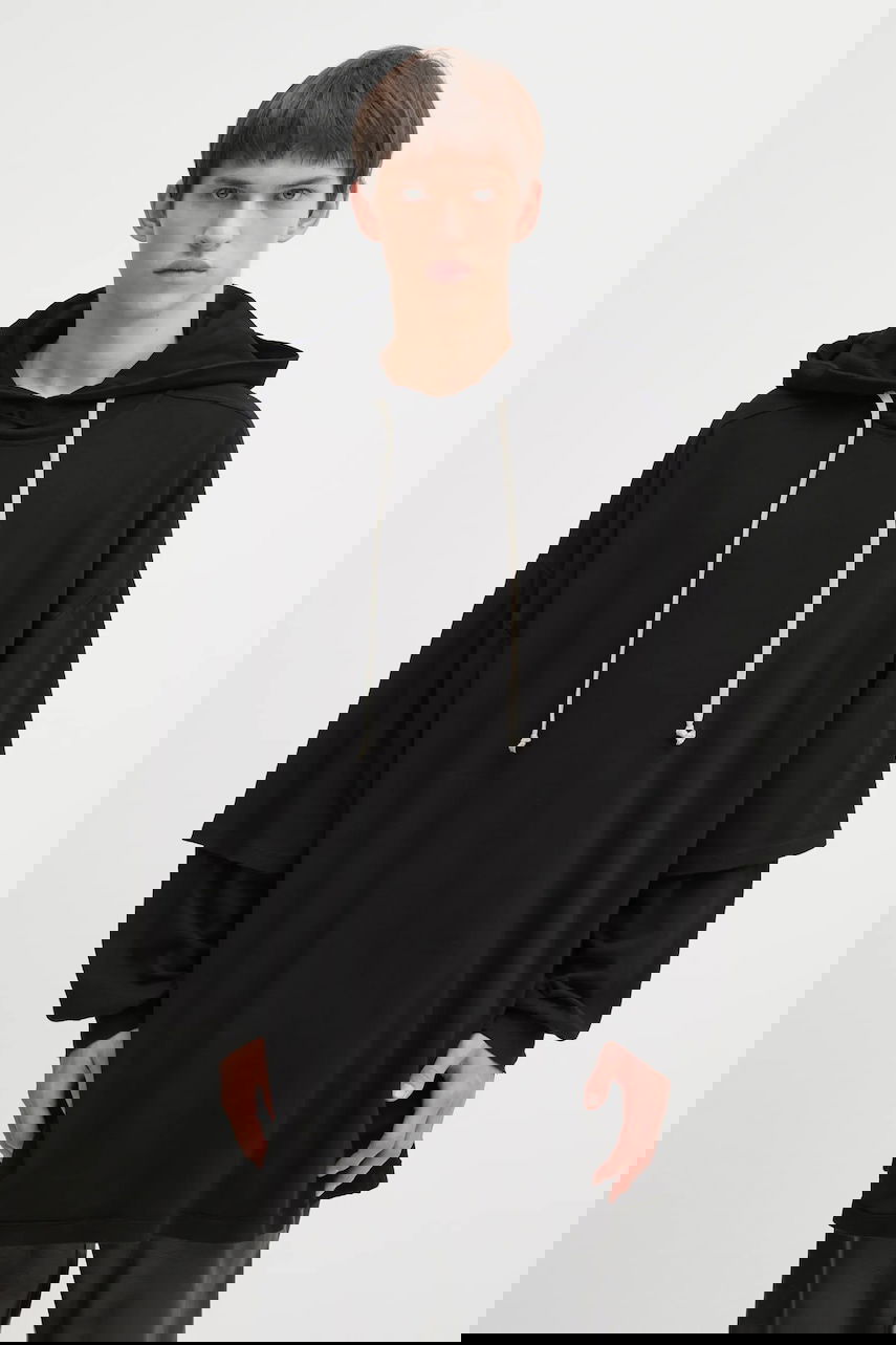 Pulover Rick Owens Rick Owens DRKSHDW Tommy Hustler Oversized Layered Sleeve Hoodie Črna | DU02E7271.JDB, 0