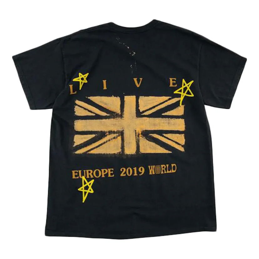 Majica Cactus Jack by Travis Scott Travis Scott Astroworld Tour Union Jack Graphic Tee Črna | TC-318