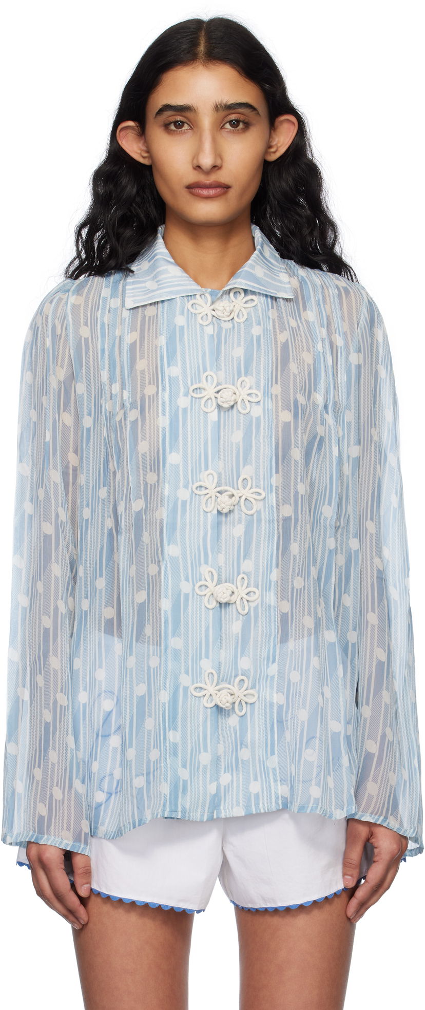 Srajce Bode Bode Meridian Print Blouse Modra | WRS25SH031
