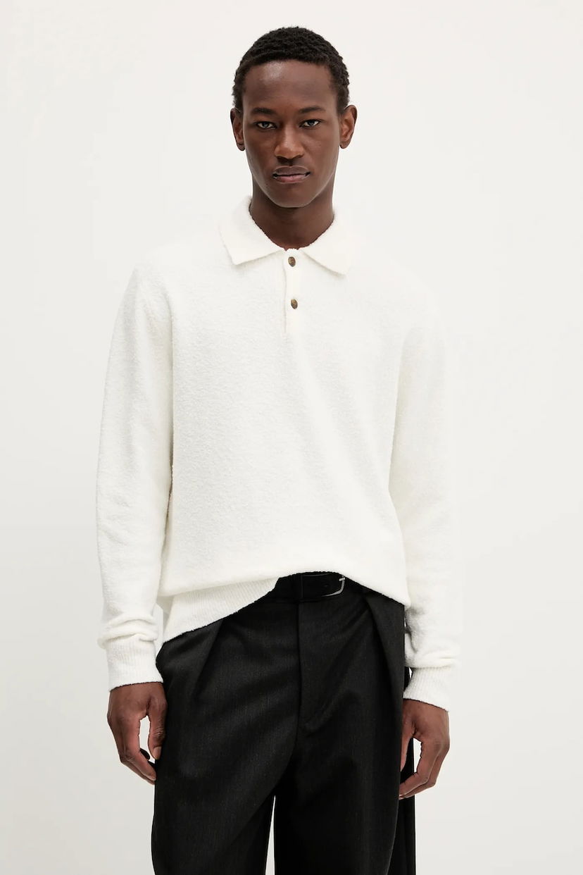 Pleteni pulover Samsoe Samsoe Samsoe Samsoe Wool Blend Polo Sweater Bela | M24100093