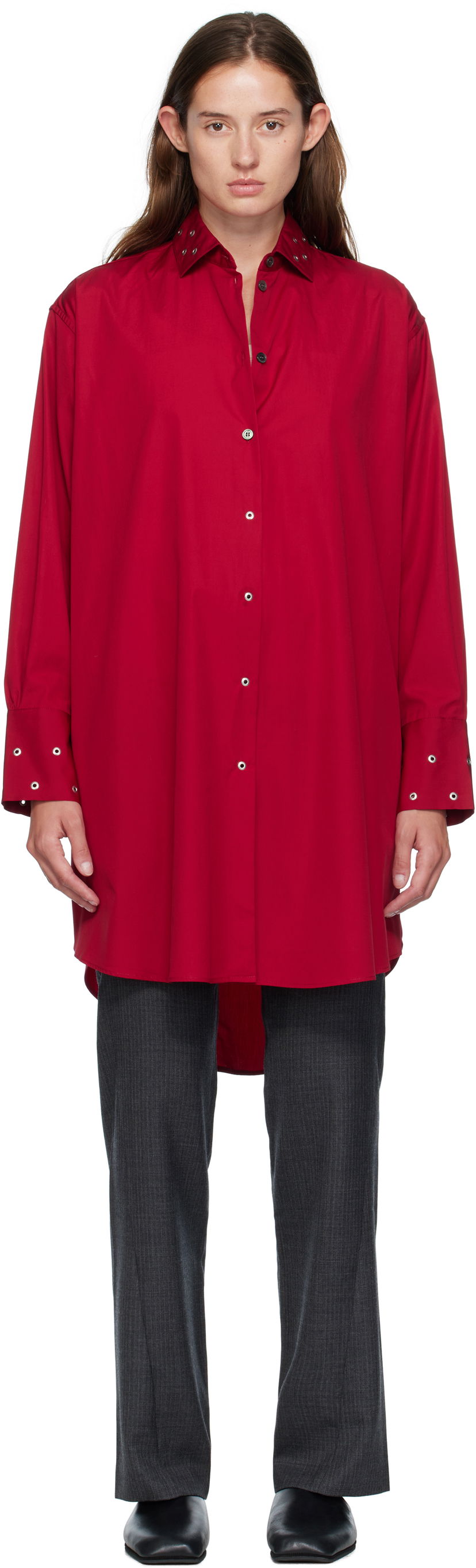 Obleke OUR LEGACY Frock Shirt Midi Dress Rdeča | W4257FL