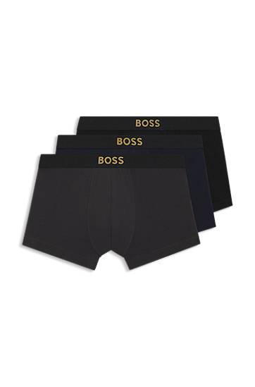 Boksarice BOSS Three-pack of stretch-cotton trunks Črna | 50546764