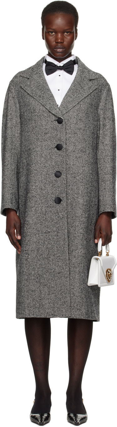 Plašči Dolce & Gabbana Mixed Wool Long Coat Siva | F0F1NT FCMC3, 0