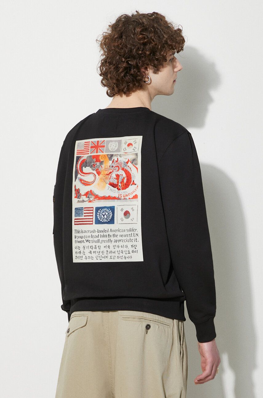 Pulover Alpha Industries Sweatshirt With Print Črna | 136300, 0