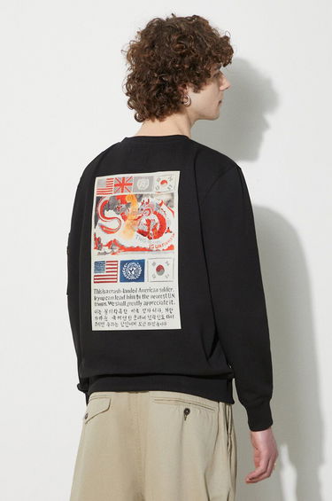 Pulover Alpha Industries Sweatshirt With Print Črna | 136300, 0