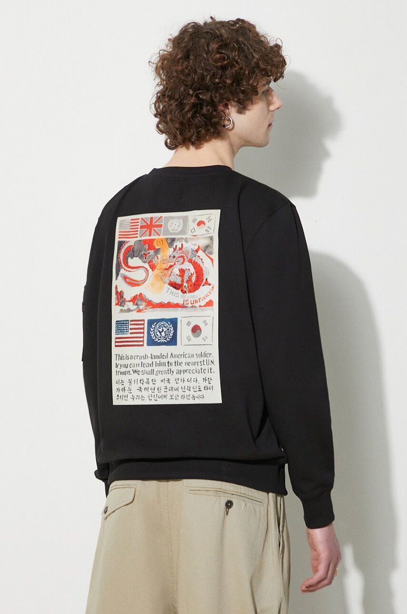 Pulover Alpha Industries Sweatshirt With Print Črna | 136300