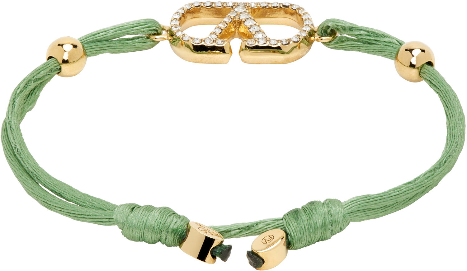 Zapestnica Valentino Valentino Garavani VLogo Crystal-Embellished Cord Bracelet Zelena | 6W2J0X85RLV, 1
