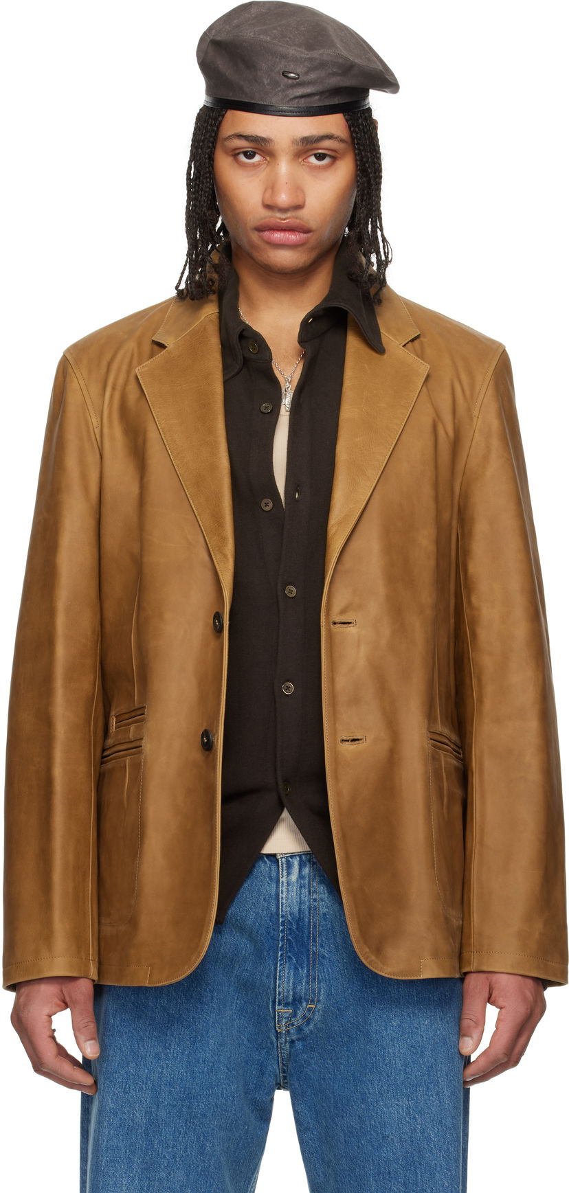 Jakna OUR LEGACY Our Legacy Opening Leather Blazer Rjava | M2259OBL