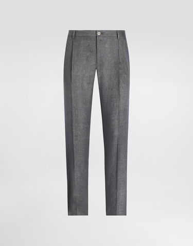 Hlače Dolce & Gabbana Dolce & Gabbana Washed Linen Canvas Trousers Siva | GP06JTFU4MFN0701, 0