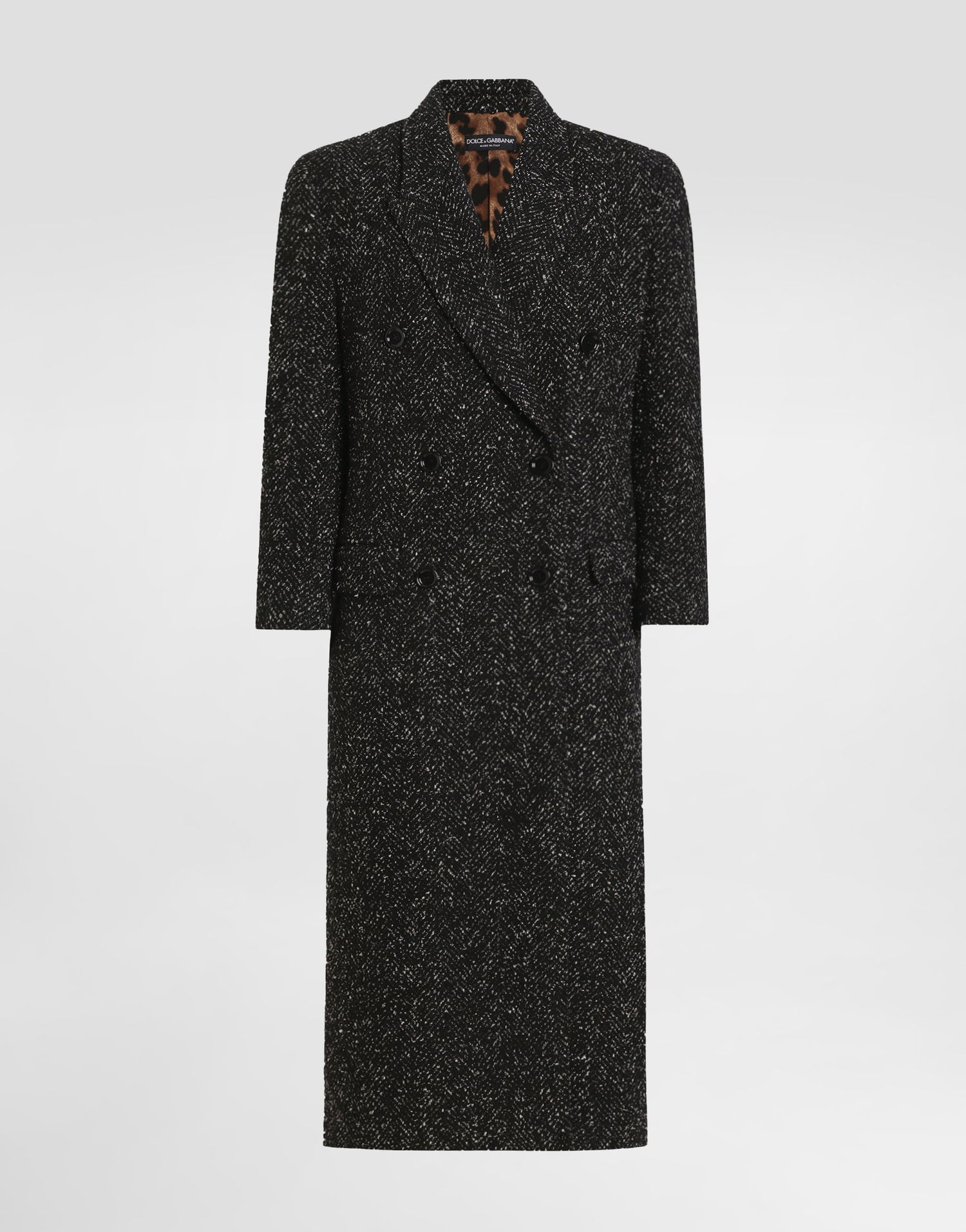 Plašči Dolce & Gabbana Dolce & Gabbana Oversized Double-breasted Wool Blend Chevron Coat Črna | F0GHHTFCZADS8031, 0