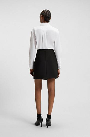 Krila BOSS Wrap-front Skirt with Knot Button Črna | 50547624, 1