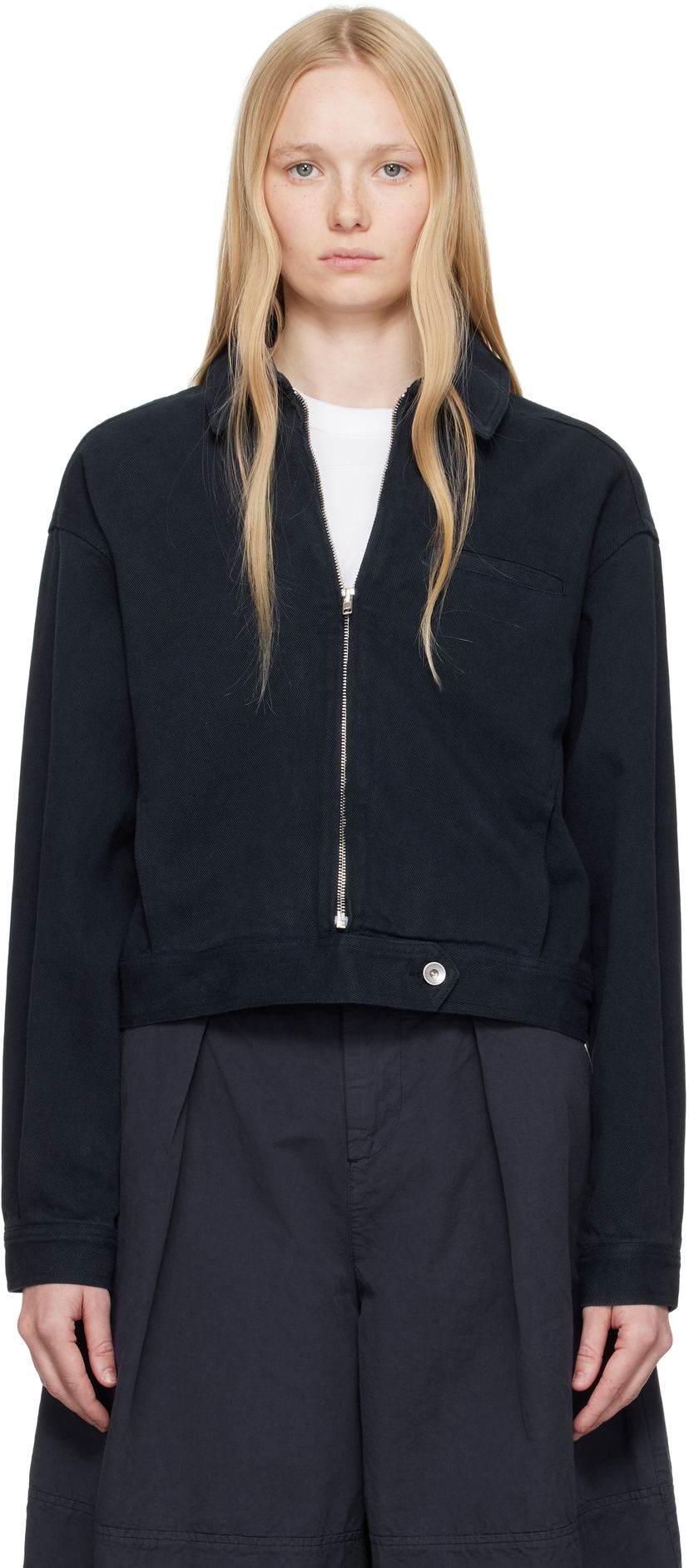 Jakna YMC YMC Burnside Cropped Zip-Up Jacket Črna | Q5YAA