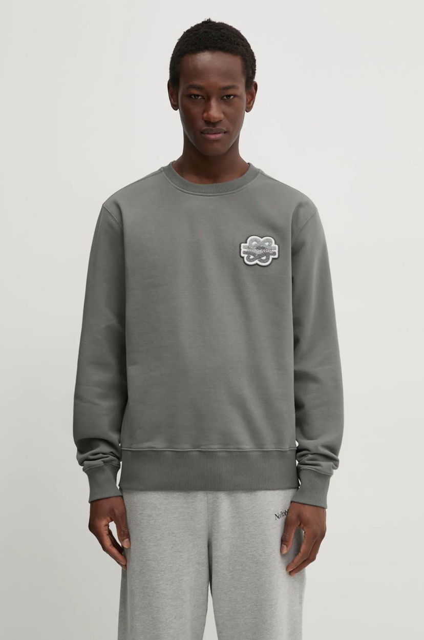 Pleteni pulover Filling Pieces Filling Pieces Gowtu Crewneck Sweatshirt with Applique Siva | 74533926002
