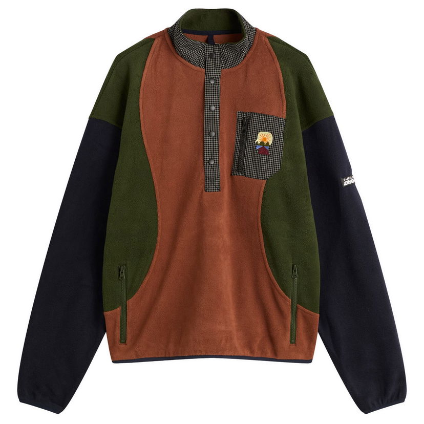 Pleteni pulover Brain Dead Brain Dead Equipment Pullover Fleece Jacket, Size Large Rjava | BDF25T340045-NVY