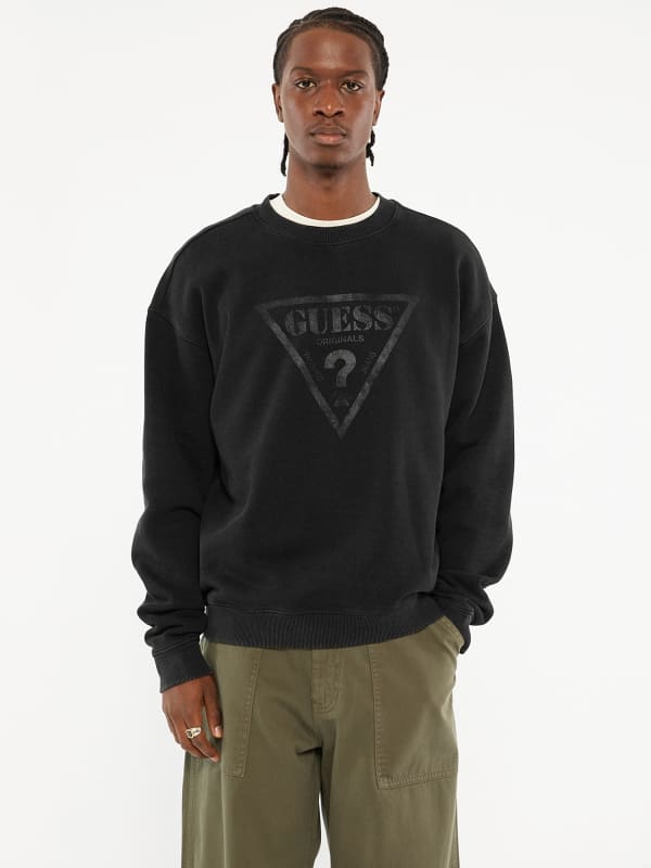 Pulover GUESS Triangle Logo Sweatshirt Črna | M4BQ11K9V31