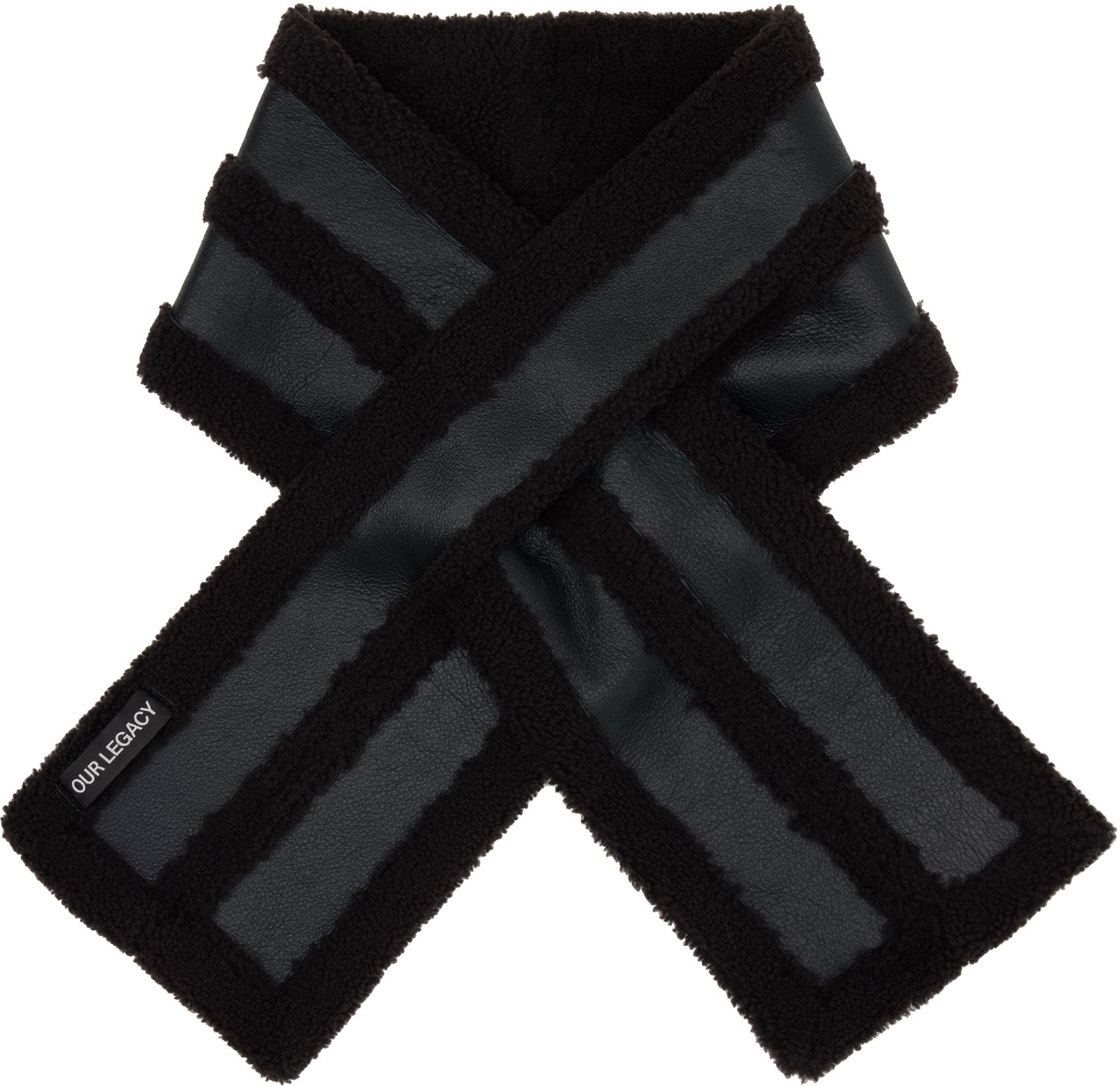 Šala OUR LEGACY Our Legacy Blizzard Faux Leather and Shearling Scarf Črna | A4258BDA, 0