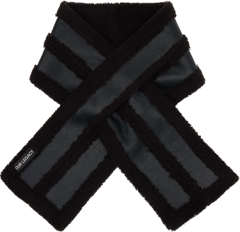 Šala OUR LEGACY Our Legacy Blizzard Faux Leather and Shearling Scarf Črna | A4258BDA