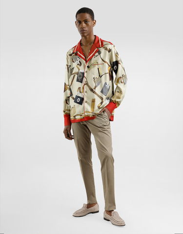 Srajce Dolce & Gabbana Dolce & Gabbana Men's Silk Shirt with Lighter and Belt Print Večbarvna | G5IF1THI1VNHH5HX, 1