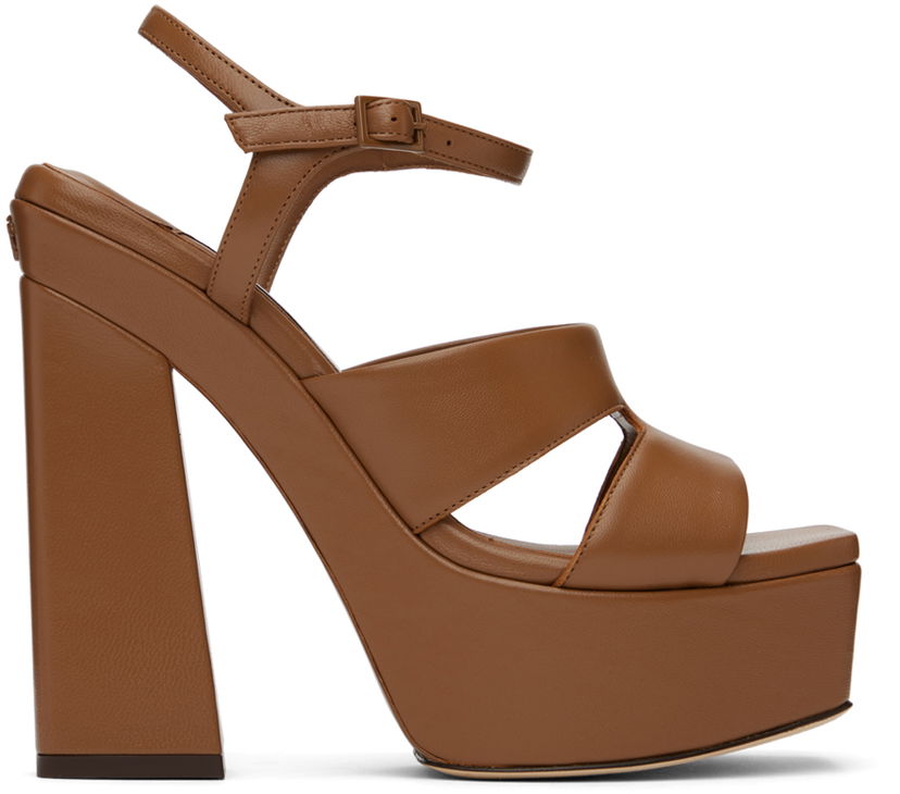 Superge in čevlji Jimmy Choo Jimmy Choo Ellison/PF 140 Platform Heeled Sandals Rjava | ELLISON/PF 140 NAP
