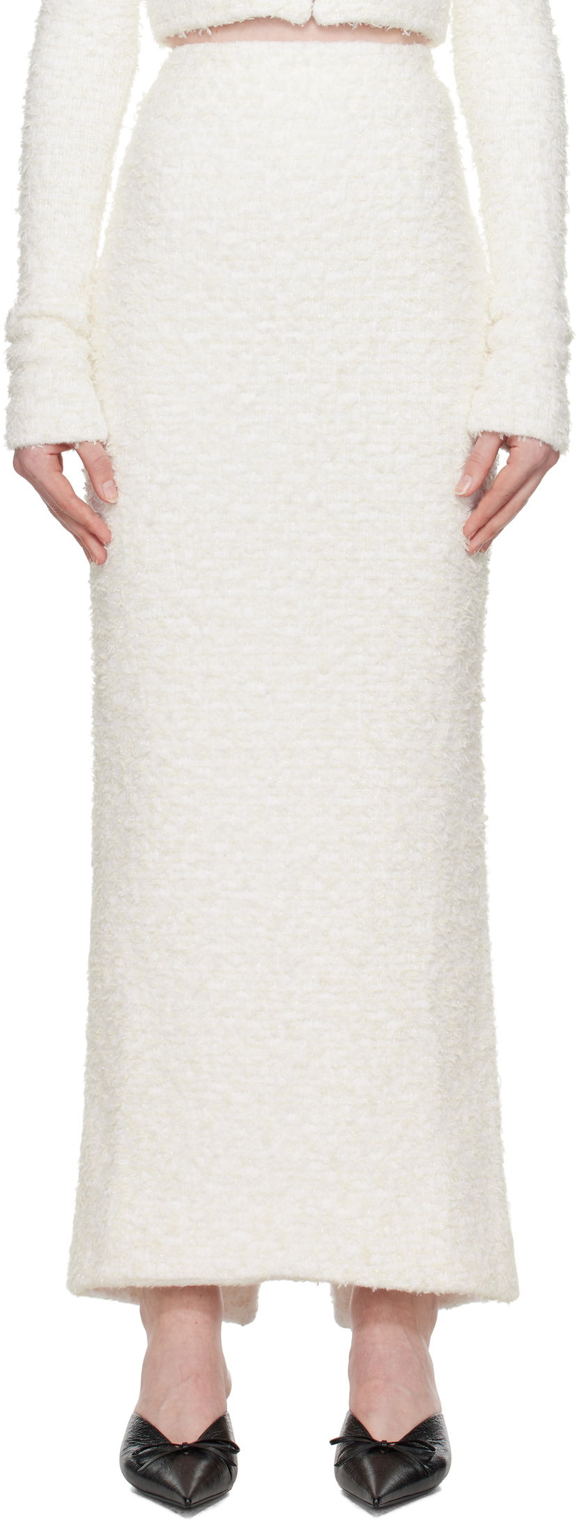 Krila Balenciaga Balenciaga Tweed Maxi Skirt Bela | 796952 T3328