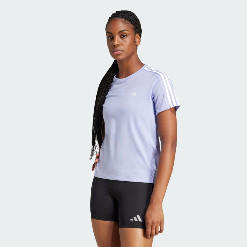 Majica adidas Performance Own the Run 3-Stripes Tee Lila | JD2276
