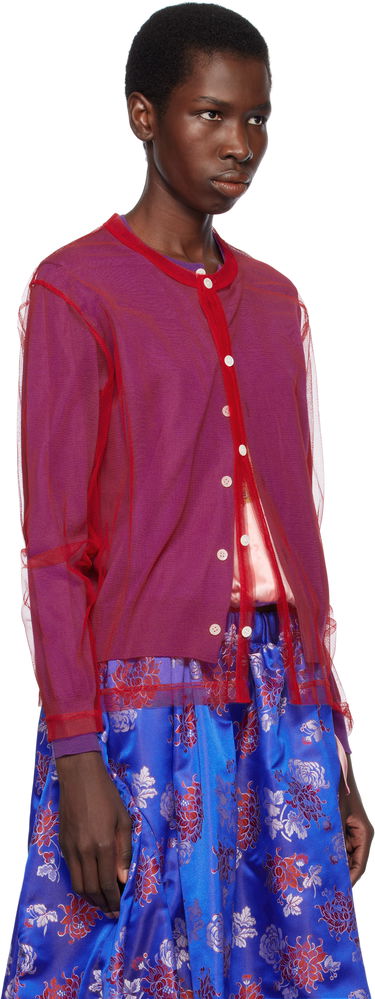 Pleteni pulover Comme des Garçons Comme des Garçons Worsted Wool and Nylon Tulle Cardigan Rdeča | GO-B020-051-3, 1