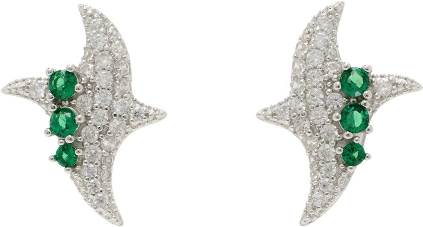 Uhani Collina Strada Collina Strada Twister Crystal & Emerald Earrings Zelena | XX1083