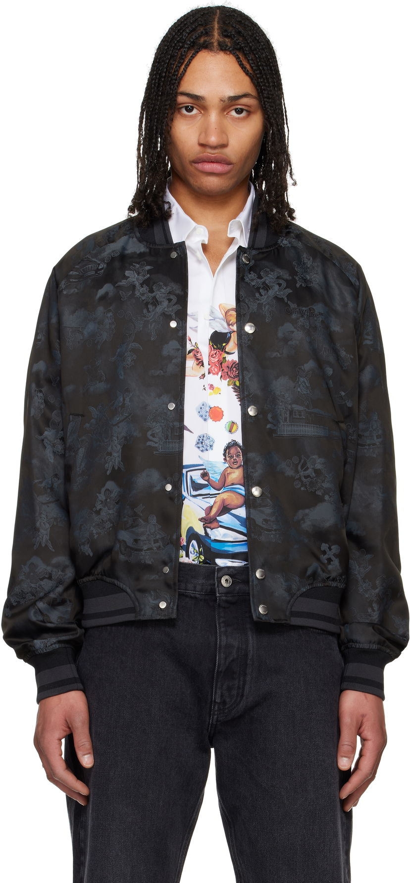 Bomber jakna Off-White Off-White Fresco Souvenir Varsity Bomber Jacket Črna | OMEH05AS25FAB0020210