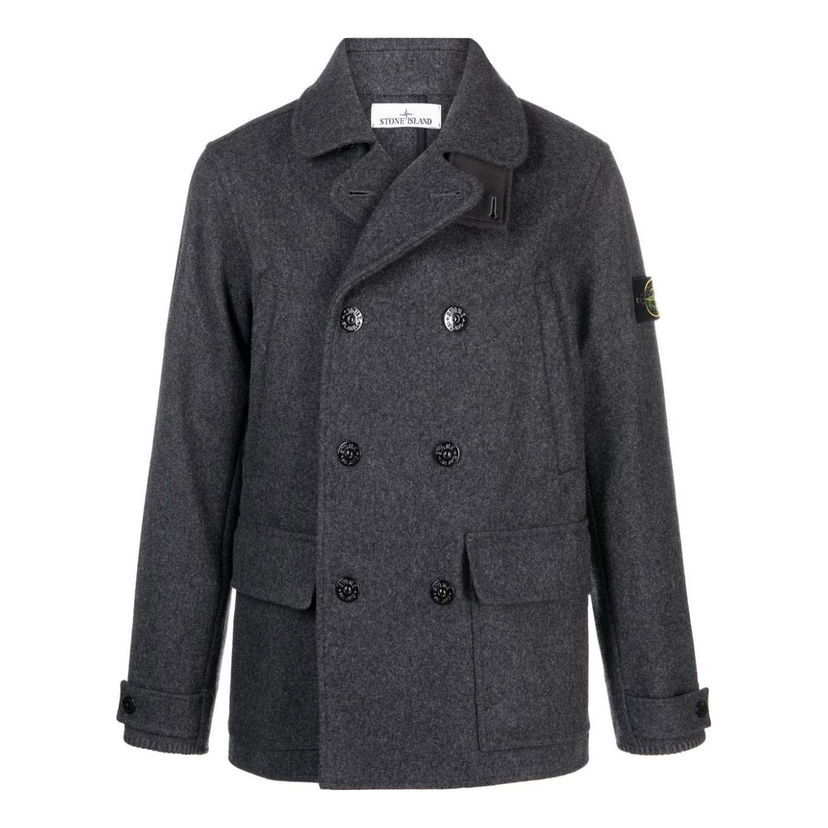 Plašči Stone Island Stone Island Double-Breasted Wool Peacoat Siva | 791543030-V0067