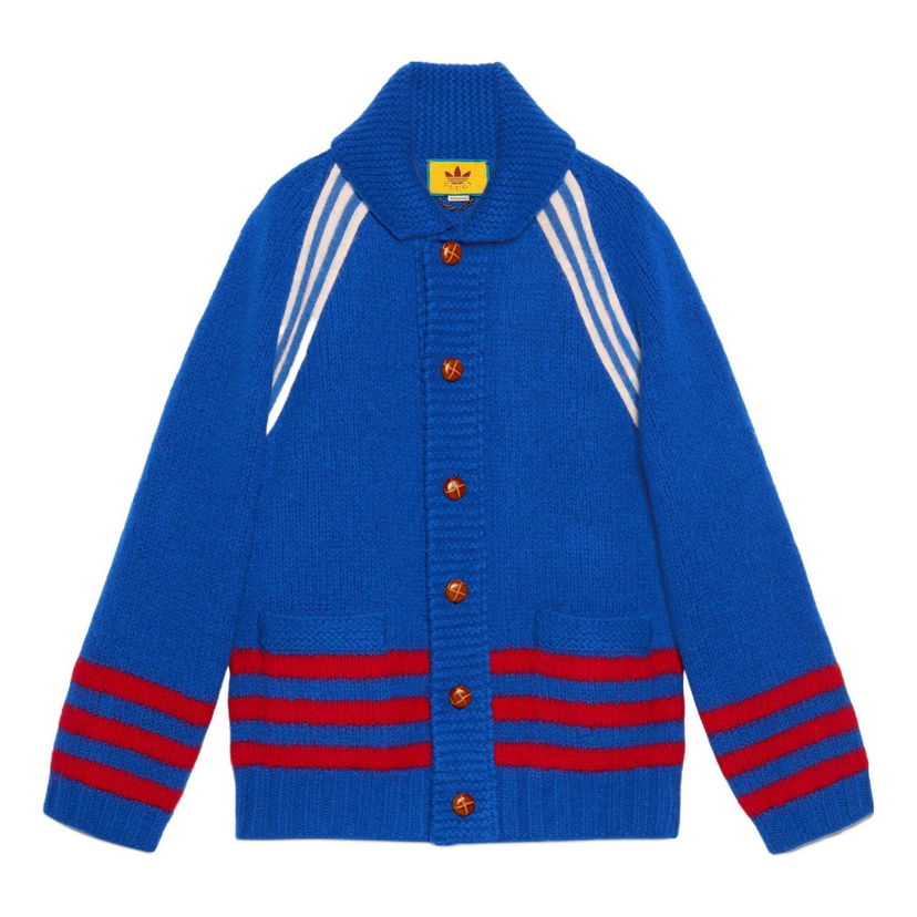 Pleteni pulover Gucci Intarsia Wool Cardigan Modra | 713184-XKCPK-4383
