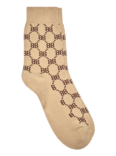 Nogavice Gucci Balenciaga x The Hacker Project Hacker BB Tennis Socks Beige Bež | 6815224B5B02064