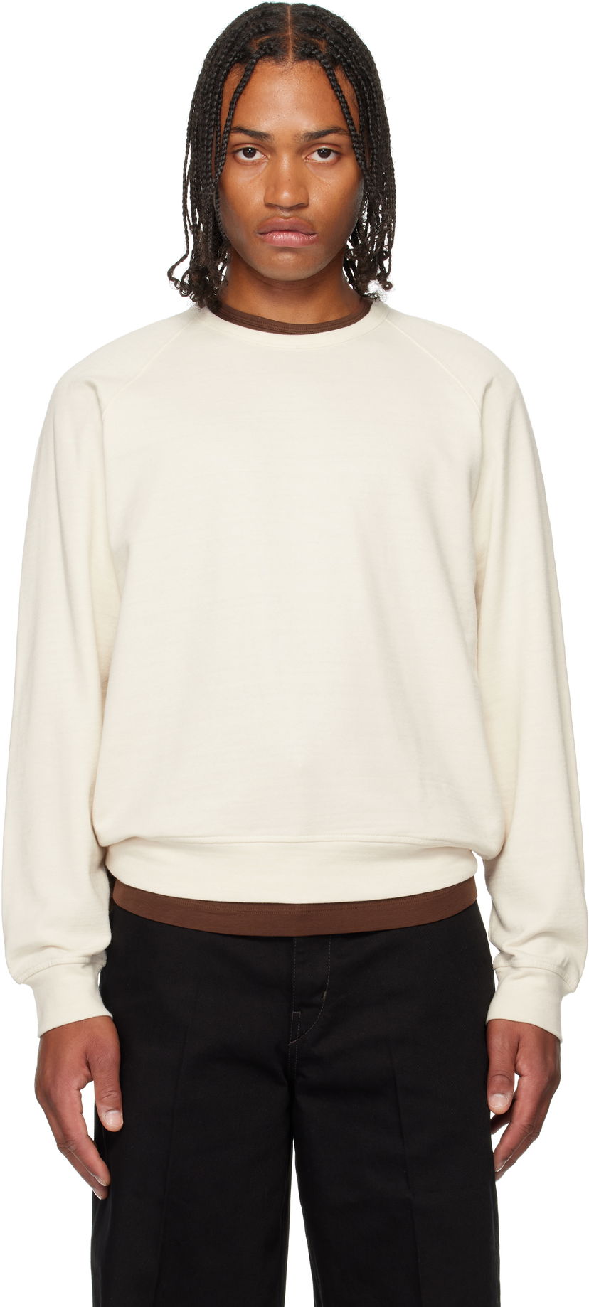 Pulover LEMAIRE LEMAIRE Crew Neck Sweatshirt Bela | TO1454 LJ1042