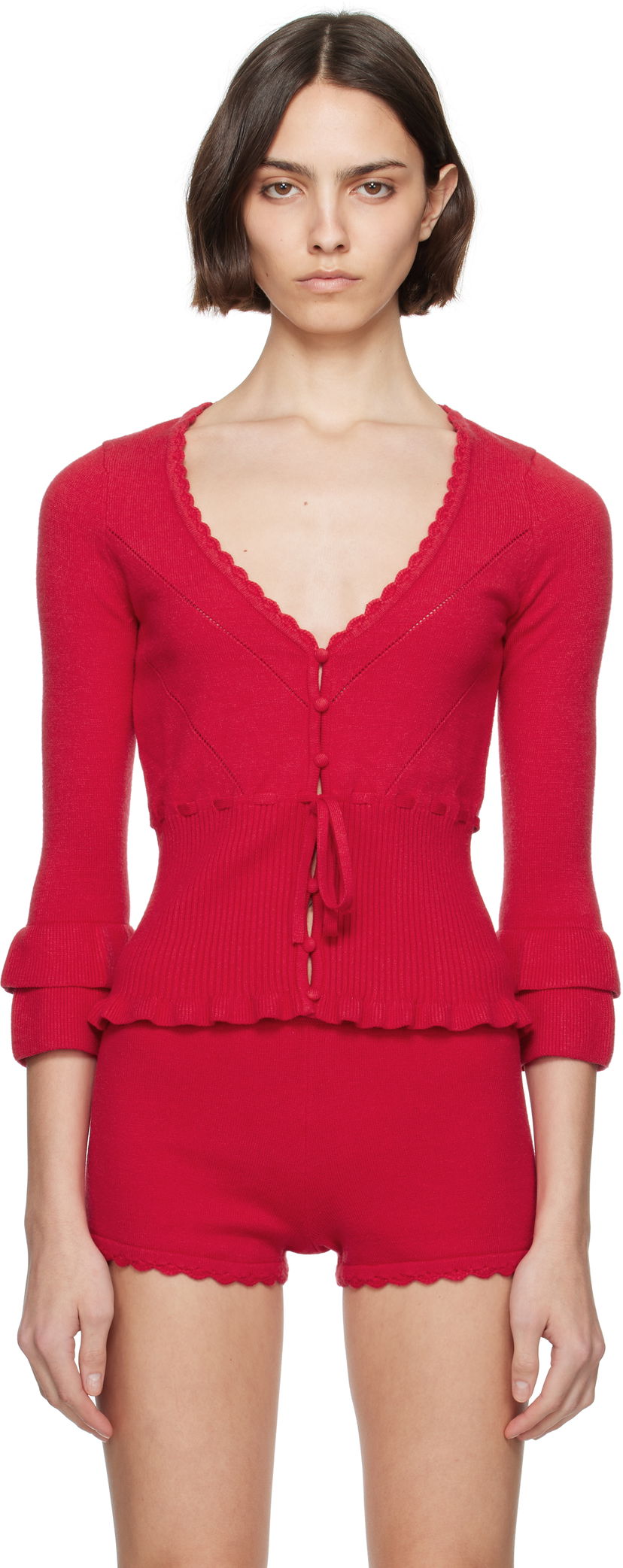 Pleteni pulover GUIZIO Guizio Mathilde Knitted Cardigan Rdeča | S25111S052